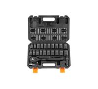 Jeu Douilles à Chocs en Acier Allié Cr-V 6 Pans avec Outil Mallette 1,3-2,4cm 23PCs