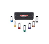 VEVOR Jeu de Douilles à Chocs Profondes pour Écrous de Roue 7PCs, Coffret de Douilles pour Écrou à Entraînement de 1/2 po 12,7 mm, 6 Pans, Métriques 17/19/21/22/23/24/27 mm, pour Réparation Automobile