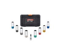 Jeu Douilles à Chocs Profondes Ecrous Roue 1/2 po Cr-Mo SAE Métriques 8 Piéces