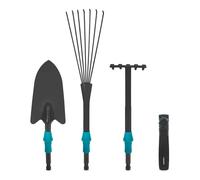 Jeu d'outils de jardinage 3-en-1, système V-Fix | râteau à feuilles, pelle et griffe incl.