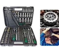 Jeu d'outils de mécanicien, 216 pièces, clé à cliquet 72 dents, mallette en forme de bulle, noir