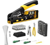 Jeu d'outils de sertissage, outil multifonctions, y compris testeur de câble et accessoires, jaune