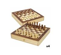 Jeu Echecs et dames Tiroir Bois