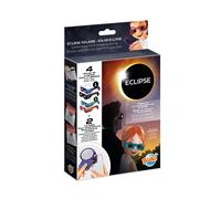 BUKI France - Kit Éclipse Solaire - 4 Paires de Lunettes - Taille S + M + 2 lentilles Smartphone - Filtre ISO 12312-2 - Notice activités Incluse - Famille - ECL01