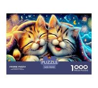 Jeu éducatif Chatons du Jardin 1000pcs Deux Chats souriants aux Yeux fermés. pour Adultes et Adolescents. Plateau de qualité supérieure 100% recyclé (70 x 50 cm). Lot de 1000 pièces.