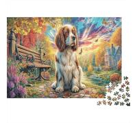Jeu Éducatif Cocker Spaniel au Parc d'automne 1000 pièces Chiot Berger Australien pour Adultes Ados Carton 100% Recyclé 70x50cm 1000 pièces