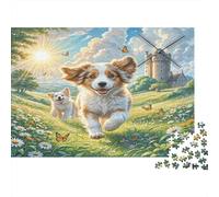 Jeu Éducatif de 1000 pièces Irish Wolfhound, Deux Chiens dans Un Champ pour Adultes Adolescents Plateau 100% Recyclé Premium 52x38cm/1000pcs