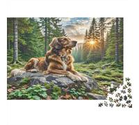 Jeu Éducatif de 1000 pièces Tibetan Spaniel, Berger Australien dans la Forêt pour Adultes Adolescents Plateau 100% Recyclé Premium 70x50cm/1000pcs
