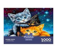 Jeu éducatif de 1000pcs Chatons Mignons Deux Chatons sous Un Ciel étoilé. pour Adultes et Adolescents. Plateau de qualité supérieure 100% recy imensions 70 x 50 cm. Lot de 1000pcs.