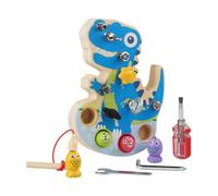 Jeu éducatif de vissage et d'assemblage de poissons colorés en forme de dinosaure en bois pour enfants et filles