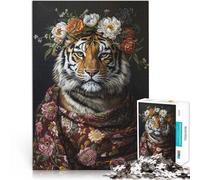 Jeu éducatif Défi Jouet Tigre avec des Fleurs Puzzles de 1000 pièces pour Adolescents 50x75cm Collection d'artistes, Beaux-Arts