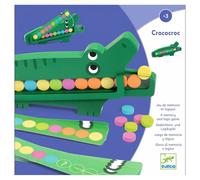 Jeu éducatif Djeco Crococroc crocodile en bois 20 pions couleurs Vert