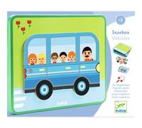 Jeu magnétique Inzebox Vehicles - Djeco - 36 pièces, boîte métal portable