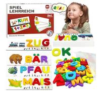 Jeu Éducatif d'Orthographe Allemande, Jouet Montessori à Partir de 3 4 5 6 7 8 ans avec 32 Double-face Cartes Flash Jeux d'apprentissage des Lettres Cadeau pour Fille Garçon à Partir de 3 à 6 Ans