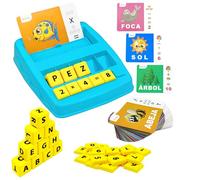 Jeu Éducatif d'Orthographe Espagnole, Jouet Montessori avec 64 Cartes Flash Espanol Jeux d'apprentissage des Lettres pour Fille Garçon à Partir de 3 à 6 Ans Cadeau de Rentrée des Classes
