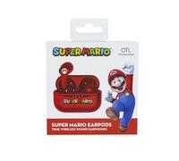 OTL Technologies Ecouteurs sans Fil Bluetooth V5.0 pour Enfant Super Mario avec boîtier de Chargement Rouge.