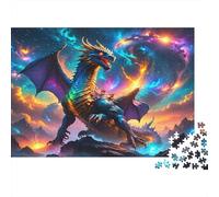 Jeu éducatif Fantasy Dragon Art de 1000 pièces Dragon irisé avec Cavalier pour Adultes et Adolescents Plateau de qualité supérieure 100% recyclé (52 x 38 cm) 1000 pièces