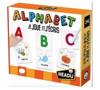 HEADU - Alphabet Je Joue Et J'Écris - Avec La Méthode Des Lettres En Creux | Jeu Educatif 3 4 5 6 Ans, En Collaboration Avec Les Maternelles, Jeu Pour Apprendre à Lire et à Écrire, cadeau pour enfants