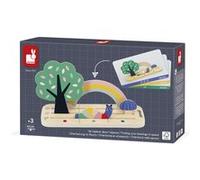 Janod – Jeu éducatif Se repérer dans l'espace J05077 – 9 accessoires bois + 12 cartes – Dès 36 mois