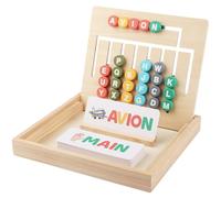Jeu Éducatif Montessori 2 en 1 en Bois FSC - Apprendre à Lire et à Écrire + Apprendre les Formes Géométriques - 40 Cartes recto/verso - Voyelles en rouge - Illustrations ludiques - Dès 3 ans