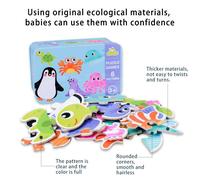 Jeu Éducatif Précoce, Jouets À Motifs De Dessin Animé, 1 Boîte, Ensemble De Puzzle En Bois Mignon 6 En 1 Pour Enfants