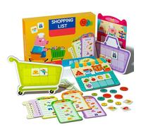 Jeu éducatif préscolaire - Mini kit de jeu de chariot de courses - Cartes mémoire assorties - Kit pour développer les capacités cognitives - Activité d'apprentissage pratique - Collection de jeu de