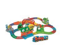 VTech - Tut Tut Bolides Super Circuit Train Éducatif - Circuit Voiture Enfant Électronique avec Adam Train Marchand, 6 Zones Magiques - Cadeau Garçon et Fille de 1 an à 5 Ans - Contenu en Français