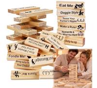 Jeu empilable en blocs en bois pour couples 48 pièces Lust Tower Blocks | Tour de bloc Love Stacking Tower autour de la Saint-Valentin, avec vérité ou devoir questions et défis pour les rendez-vous