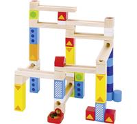 Jeu en bois 2 en 1- Toboggan à billes ET jeu de construction