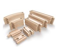 Hape Coffret d'extension de rails en hêtre pour circuit train – 24 pièces – Dès 3 ans