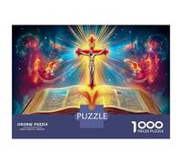 Jeu Familial Amusant Et Stimulant 1000 Pièces Saint Livre Sacré - Carton Extra-épais Bible et Croix pour Adultes & Enfants De 12 Ans & Cadeau De Noël 52x38cm/1000pcs