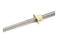 jeu fileté Tige de vis de 18mm de diamètre avec écrou en laiton, pas de 4mm, tige filetée en acier inoxydable 304, tige trapézoïdale T18, vis Tr18x4 vis trapézoïdale (Color : T18-4 Trimmed Flange, S