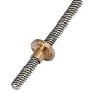 jeu fileté Vis à plomb T8 avec écrou en cuivre, 1mm 2mm 4mm 12mm, tige filetée entièrement trapézoïdale Tr8x1 Tr8x2, vis en acier inoxydable 304 vis trapézoïdale (Color : 2mm pitch 12mm lead, Size :