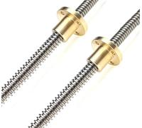 jeu fileté Vis à plomb Tr8x12 en acier inoxydable, diamètre de 8mm, entièrement fileté, pas de 2mm, 12mm, vis à plomb T8 avec écrou en laiton, 2 pièces vis trapézoïdale (Size : 350MM)
