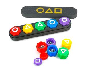 Jeu Gonggi Coréen 5 Pièces avec Étui, Jeu Traditionnel d’Osselets de Poche | Impression 3D en Espagne, billes d’acier M4, prise antidérapante, motricité fine, concentration et réflexes, notice via QR