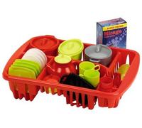 Jeu Imitation Enfant Grand égouttoir Garni : 44 Accessoires de dînette (Assiettes, Tasses, Verres, Plat, ustensiles de Cuisine) Jouet Fille Cuisine + 1 Carte