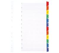 Intercalaires numériques 1 à 12 touches, format 21 x 29,7 cm