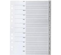 Jeu intercalaires polypropylène mensuels 12 touches A4 - gris G