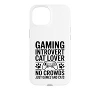 Jeu introverti Cat Lover No Crowds Just Games and Cats Coque pour iPhone 15