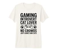 Jeu introverti Cat Lover No Crowds Just Games and Cats T-Shirt Haut de Gamme