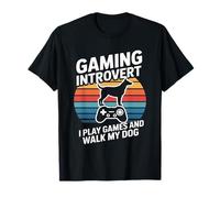 Jeu introverti I Play Games and Walk My Dog T-Shirt