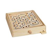Jeu labyrinthe en bois Relaxdays XL avec 2 billes - jeu d'adresse dès 3 ans, plateau inclinable 24,5×27,5 cm