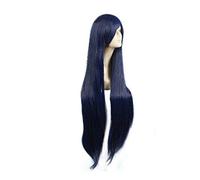 Jeu LOL Ahri 100 cm longue perruque bleu foncé le renard à neuf queues femmes résistant à la chaleur cheveux Cosplay Costume perruques + oreilles juste perruque