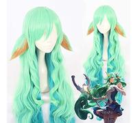 Jeu LOL femmes Soraka Cosplay perruque star gardien longue vague verte cheveux synthétiques avec oreilles Anime Costume perruques KUXD119E