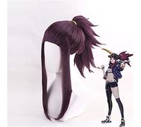 Jeu Lol Le Rogue Assassin Akali Cosplay Perruque Peau K/Da Pueple Avec Queue De Cheval Perruque De Cheveux Synthétiques Femmes Mz-1333