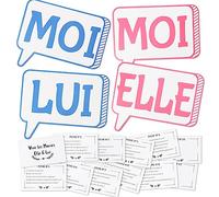 Jeu Mariage Elle et Lui 4Pcs Pancarte 12Pcs Carte Question Animation de Mariage pour Invité Marié