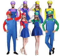 Jeu Marios Super Luigi frères uniforme ensemble Cosplay Costumes drôle Anime adulte hommes combinaison femme robe Halloween Costume Woman Green Suit