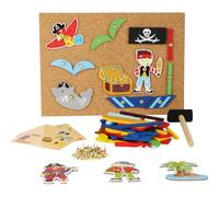 small foot 10226 Jeu de clous « Pirate » en bois, planche en liège avec motifs de pirates à façonner, à partir de 6 ans