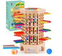 Jeu Montessori 3 4 5 6 Ans, Jeux de Plateau Enfants avec 36 Bâtonnets Colorés et Dés, Jeux de Tour en Bois pour Garçons Filles 3 Ans, Jeu de Famille Éducatif de Voyage