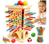 Jeu Montessori de société en Bois Jeu Sensoriel Educatif avec 42 Bâtonnets | Stratégie Jeux de Societe avec Dés & Balles Colorés pour Développer Motricité Fine Cadeau Anniversaire Noël Halloween